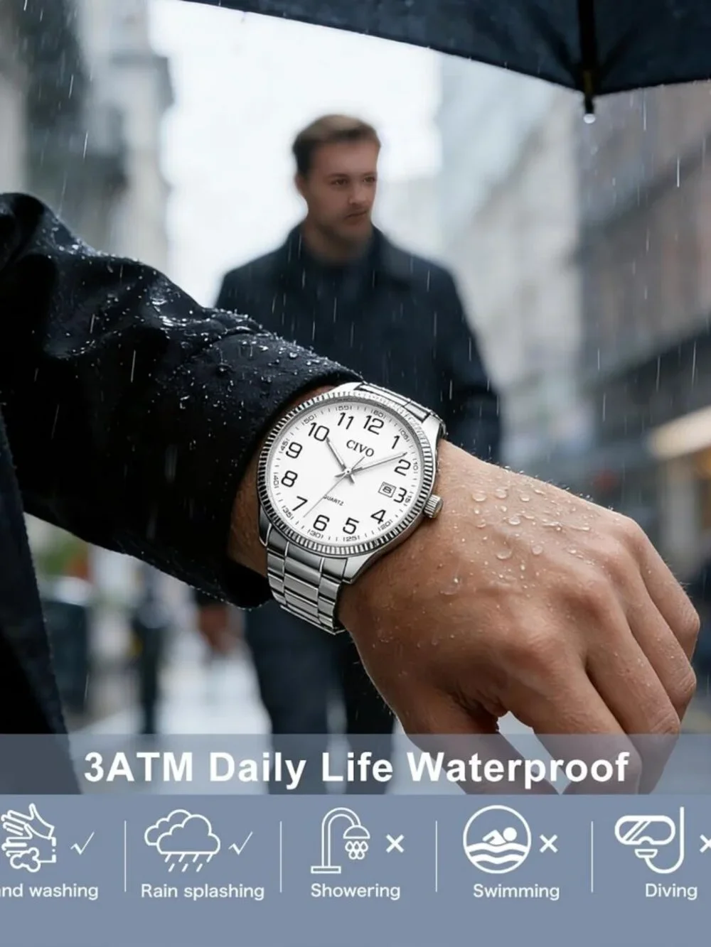 Stylish Silver Analog Watch for Men - Stainless Steel Dress Wrist Watch with